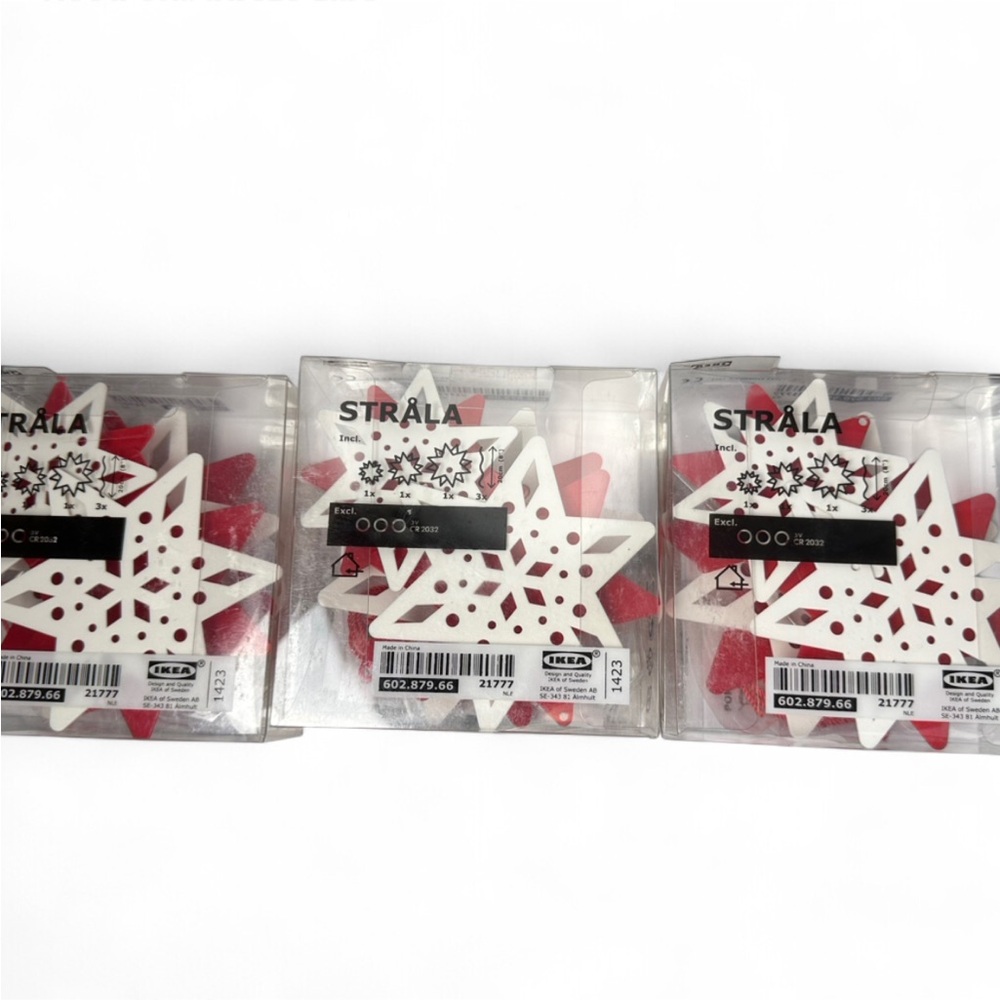 IKEA STRÅLA Red White Star LED Lights Hanging Ornaments 3 Boxes 3 Stars Each Box